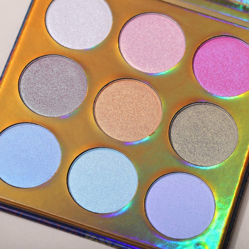 COSLUXE UCAN BE KALEiDOSCOPE Highlighter Powder Makeup Palette, High Pigment Holographic Duo-chrome Shimmer Highlighting Bronzer Glow Easy to Apply Pallets Set - Image 2