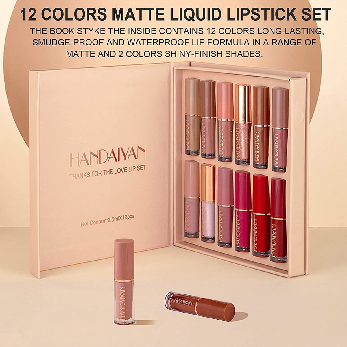 COSLUXE 12Pcs Velvet Matte Liquid Lipstick Set, Waterproof Long Lasting Non-Stick Cup Not Fade Nude Lip Gloss Set, UP TO 24 HOURS, Professional Lip Makeup Gift Kit for Women Girl 2.5x12 - Image 6