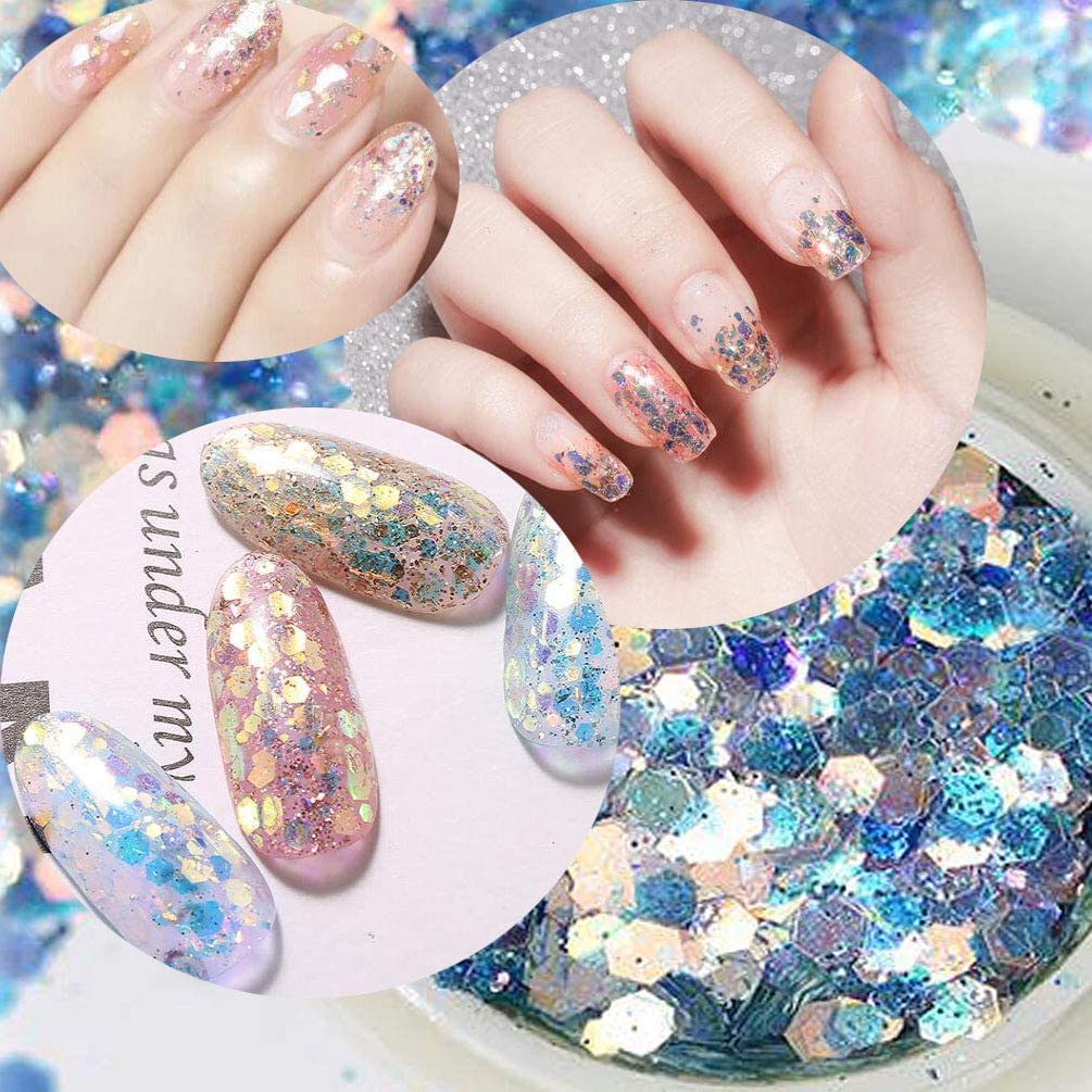 NAILWIND Nail Glitter Sequins Powder, Nail Decal Manicure for Nail Glitter Nail Polish Acrylic Nails 8 Pcs Nails Glitters Makeup Glitter Face Body Eye Hair Nails Festival Holographic - Image 4