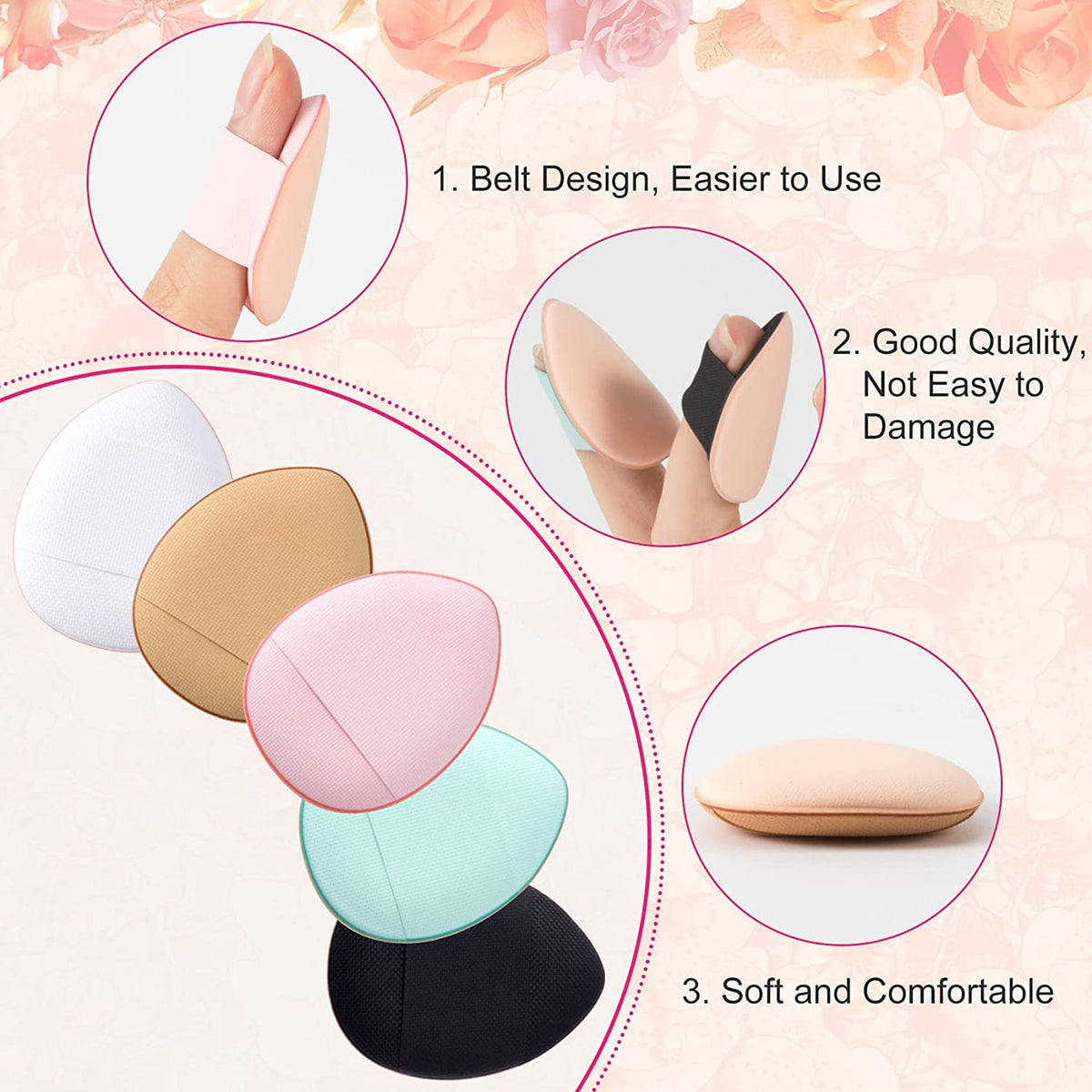COSLUXE Mini Finger Powder Puff 10 pcs Finger Makeup finger beauty blender Sponges, Mini Soft Cosmetic Finger Puff, Perfect for Foundation, BB Cushion, Cream, Concealer - Image 2