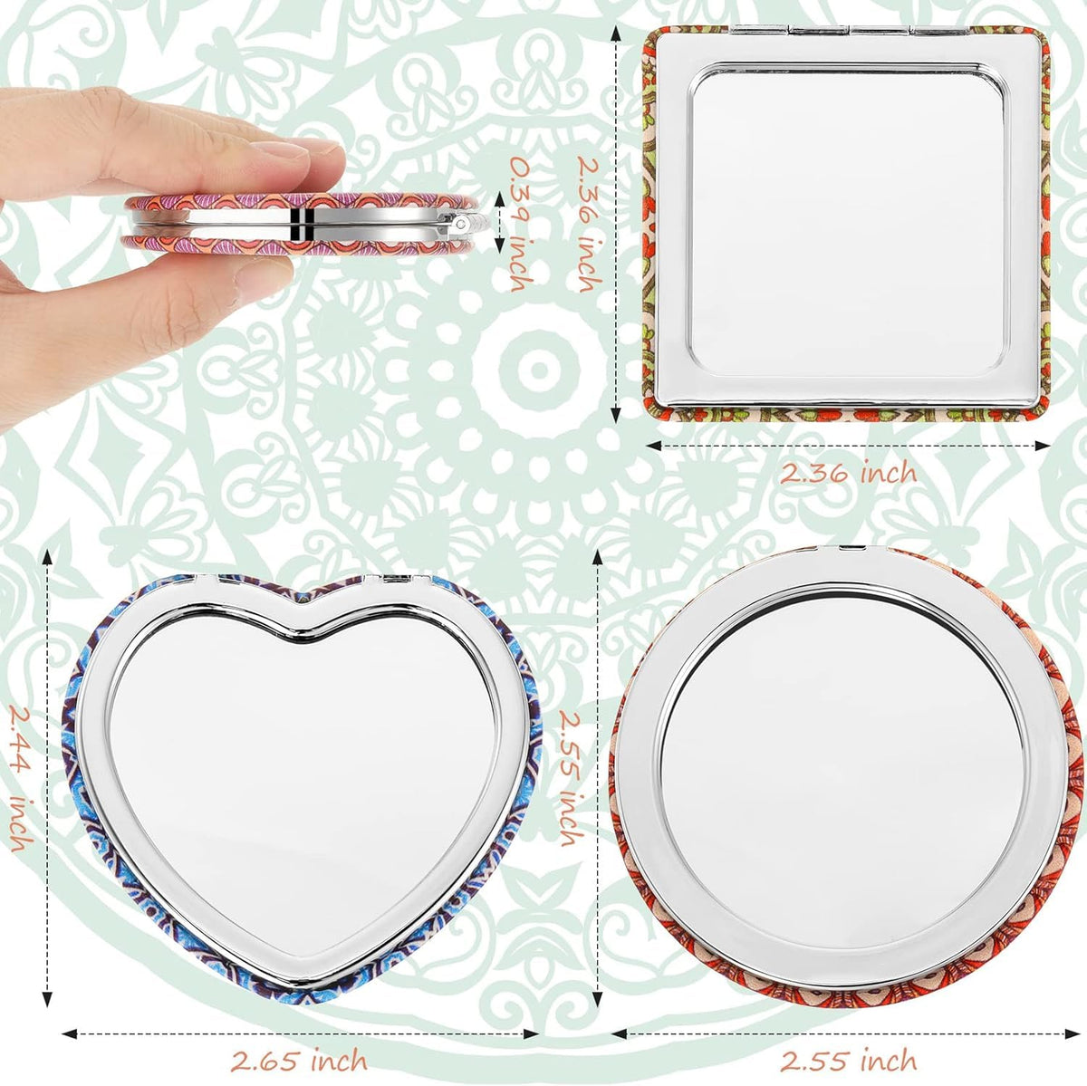 COSLUXE Compact Vanity Mirror Gifts for Girls Women | Stylish Travel Folding Makeup Mirrors for Wallet Purse Pocket Handbag, Cosmetic Mirror (1, Round - Multicolors, Small) - Image 2