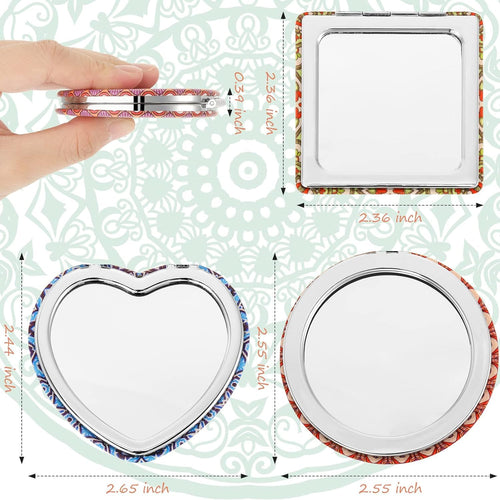 COSLUXE Compact Vanity Mirror Gifts for Girls Women | Stylish Travel Folding Makeup Mirrors for Wallet Purse Pocket Handbag, Cosmetic Mirror (1, Round - Multicolors, Small) - Image 2