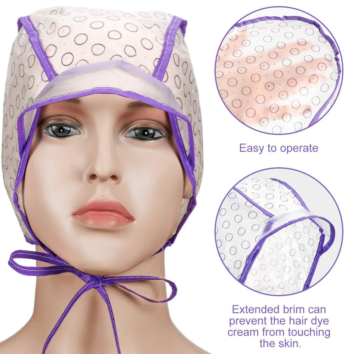 COSLUXE Hair Cap Highlighting Frosting Cap Tipping cap Highlight for Hair Cap Dye Color with Hooks Hair Coloring Salon Hairdressing Tool Kit Salon and Home Use PACK OF 2 - Image 4