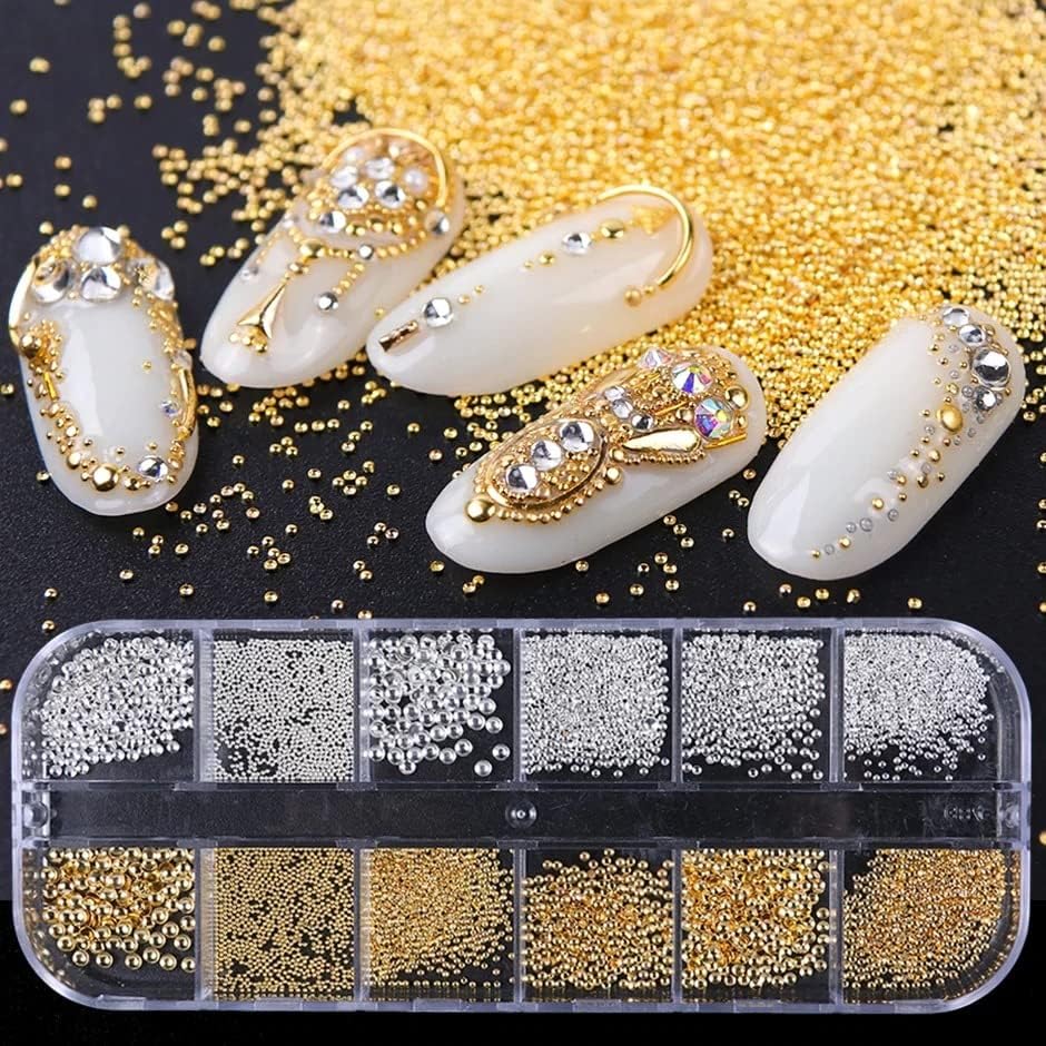 Metal Nail Art Beads, 3D Nail Design Decoration Mini Stainless Steel Balls,Nails Accessories,Rhinestones Mixed, for Nail Art (Black) - Image 2