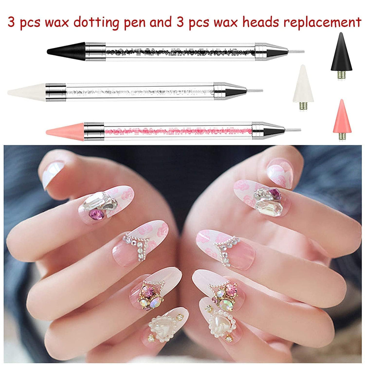 MY COLOR Nail Rhinestone Picker Dotting Pen, Dual-ended Rhinestone Gems Crystals Studs Picker Wax Pen for Nail Art DIY Decoration - Image 5