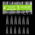 NAILWIND 240PCS Full Cover Long Coffin Nail Tips, 3XL Long Coffin Ballerina Nails Tips Extra Longs Coffins Press On Nail No 5 C Curve, Clear Coffins Ballerina Nails Tip for Acrylic Nail Tips Professional,12 Sizes