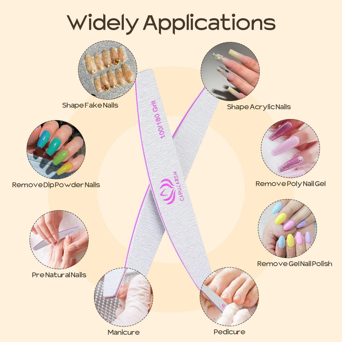NAILWIND Nail Files & Buffers, Reusable 100/180 Grit Double Sides Washable Nail File Manicure Tools for Poly Nail Extension Gel and Acrylic Nails Tools for Home (100/180 Grit Double, 3 - PCS) - Image 6