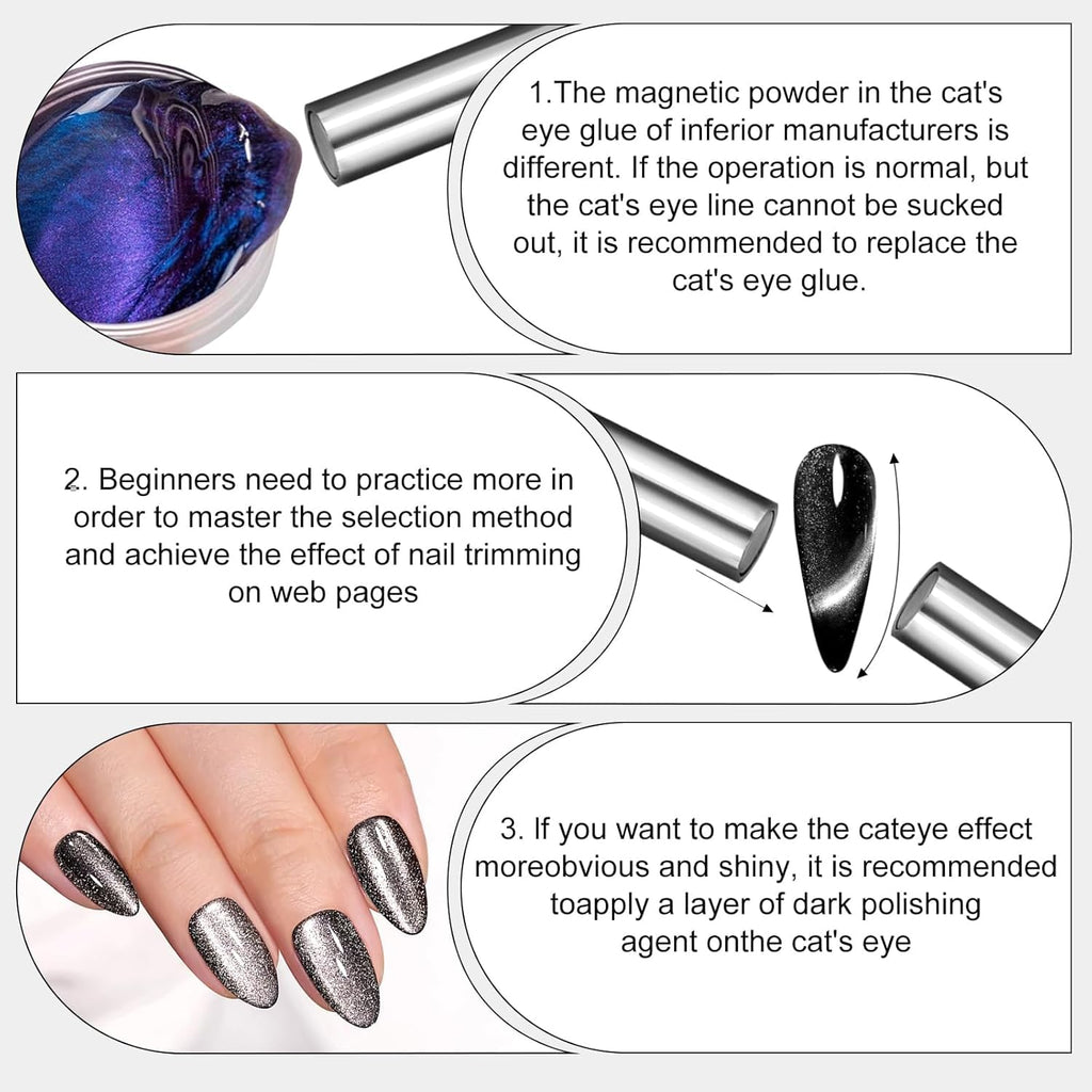 NAILWIND Cat Eye Magnet for Nails, 5.9inch Super Long Double-head Nail Polish Magnet Pens Magnet Stick 3D Magnetic Cat Eye Gel Polish Nail Art Tool, for Home DIY, Nail Art Magnet ,Nail Art Lovers, - Image 5