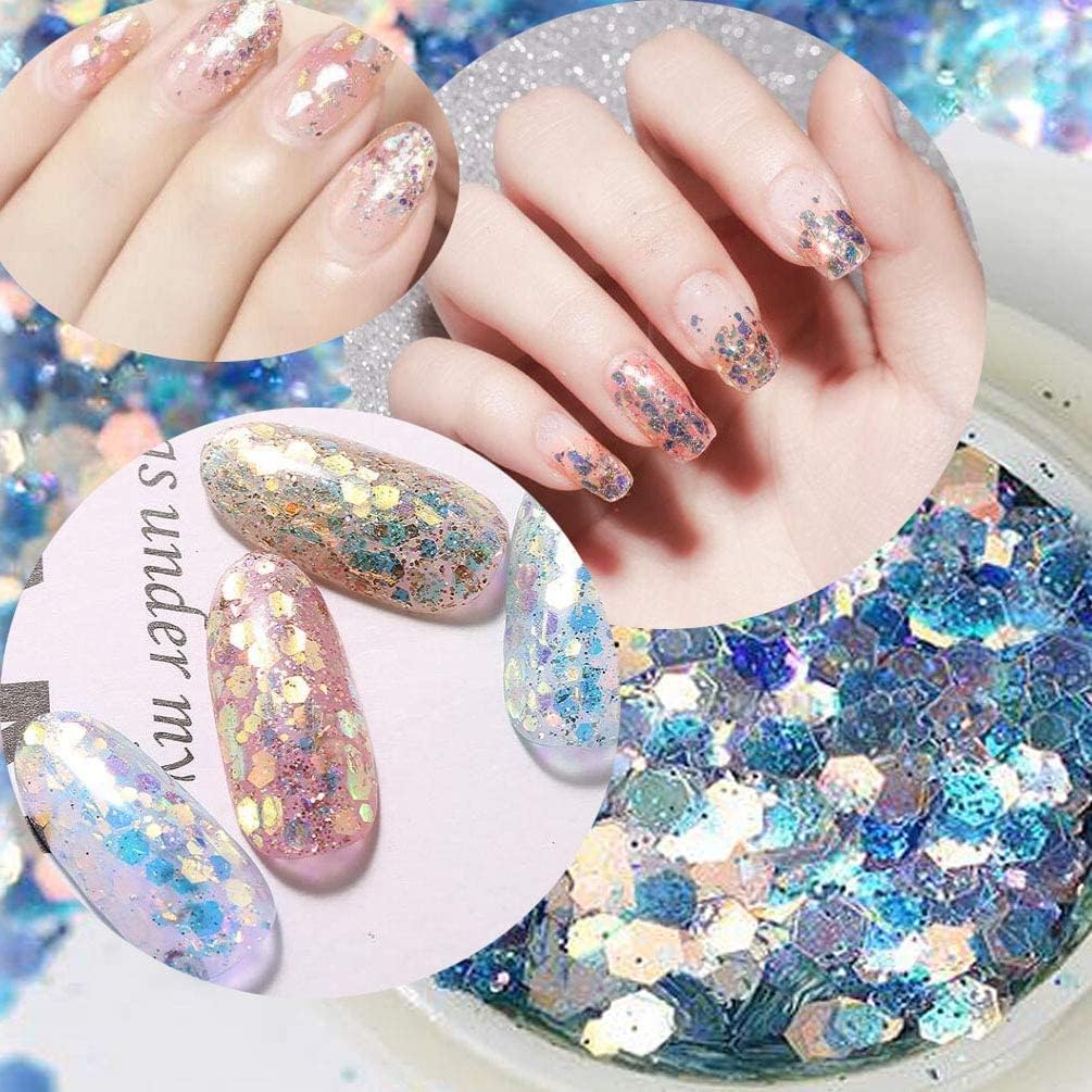 MY COLORS Nail Glitter Sequins Chrome Powder, 8 pcs DIY Nail Decal Manicure for Laser Nail Polish, Women Manicure Shiny Decorations. - Image 4