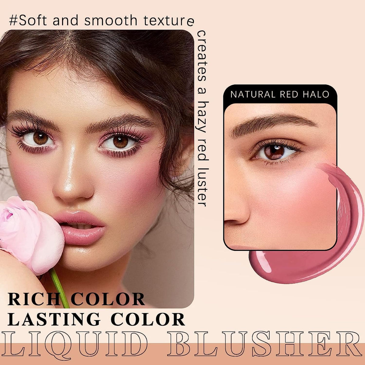 My Colors Liquid Blush Stick with Cushion Applicator, Soft Touch Long Lasting Natural Matte Finish, Silky Cream Face blusher (B2) - Image 2