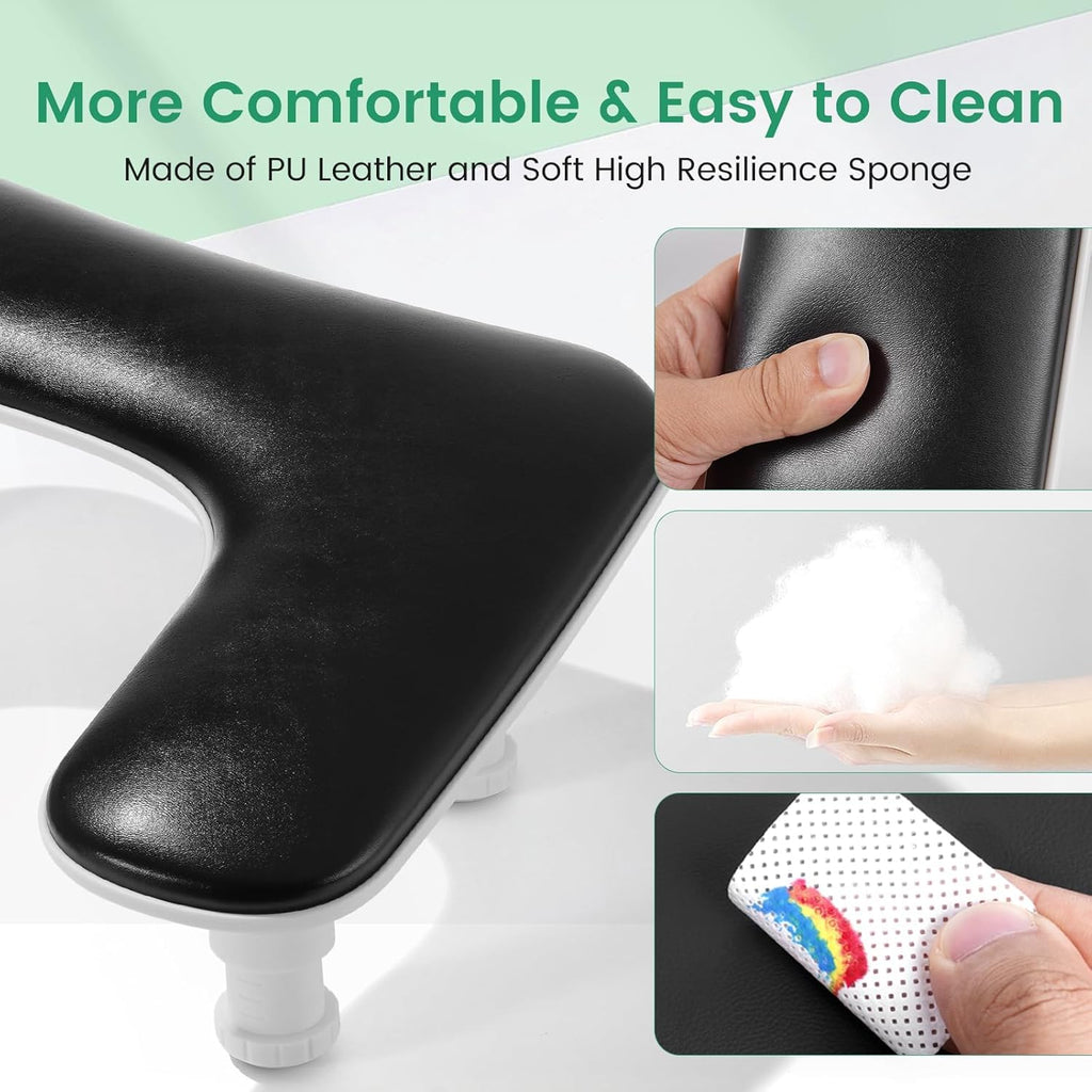 NAILWIND Big Arm Rest for Nails Tech | 2nd Generation U-Shaped Manicure Nail Arm Rest Stand Height Adjustable Armrest Microfiber PU Leather Hand Rest Pillow for Acrylic Nails (Black) - Image 6