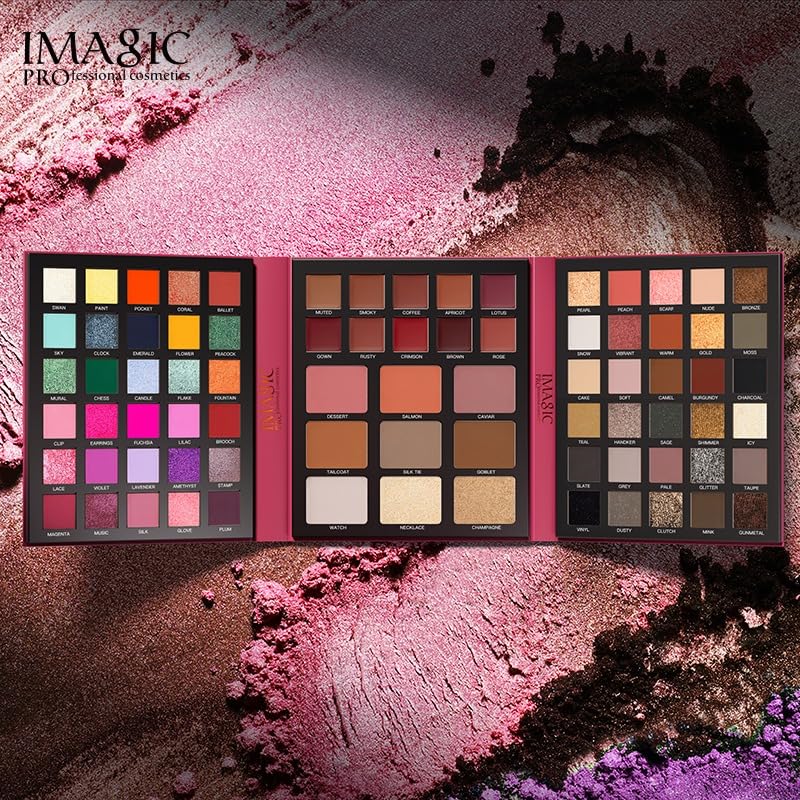 IMAGIC Elegant Makeup Eyeshadow Palette, All In One Set 79 Colors Makeup Kit Matte Shimmer Eye Shadow Highlighters Contour Blush Powder All In One Makeup Palette 99.5g - Image 7