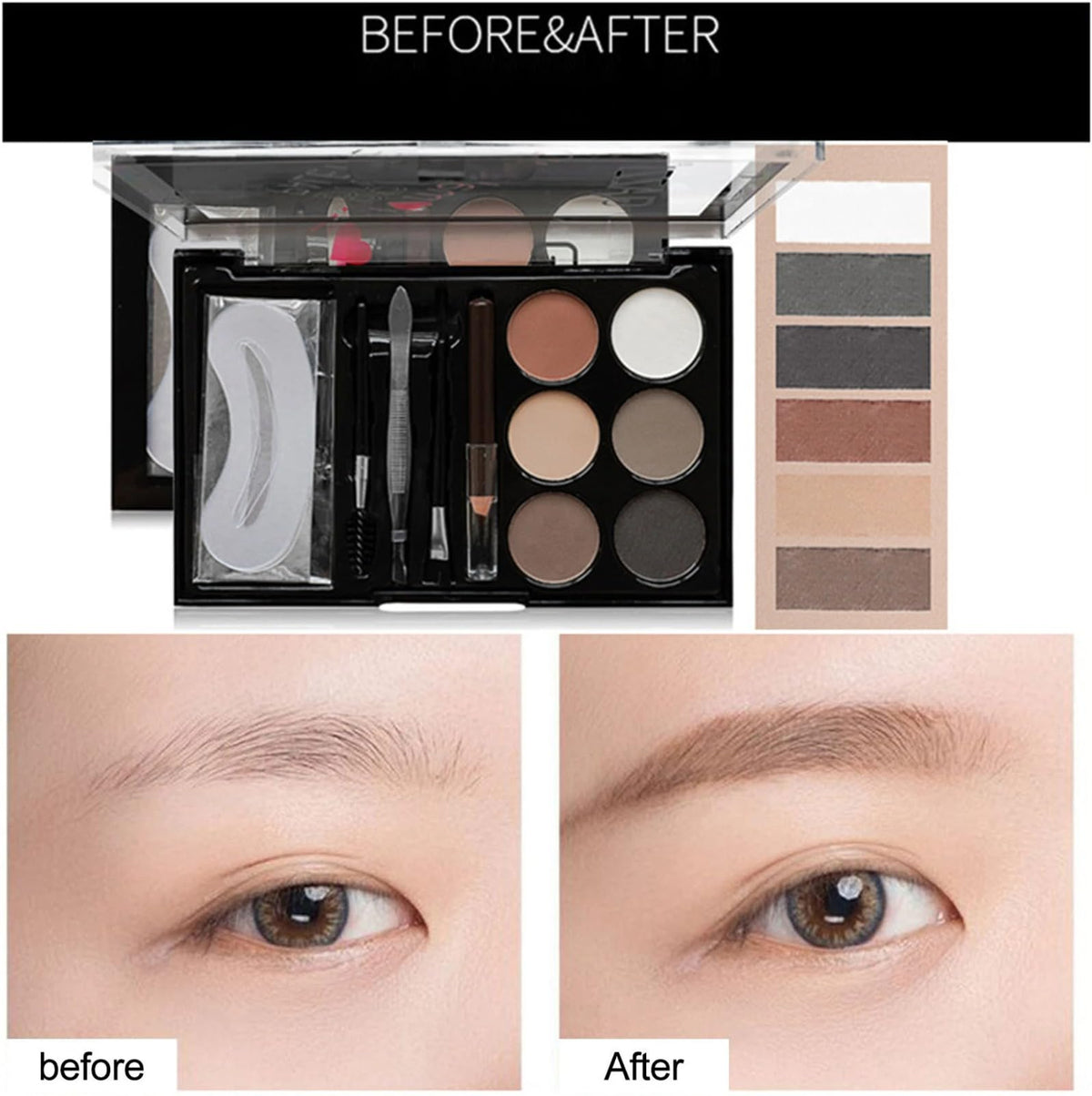 My Colors All in One Eyebrow Makeup Palette Set - 12 Color Eye brow Powders, 5 Color Eyebrows Gel, 4pcs Eyebrow Stencils, 3 pcs Eyebrow Brush and Eyebrow Pen - Unique Eyebrow kit Gifts For Women - Image 2