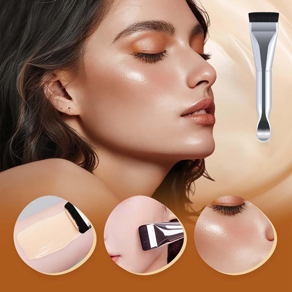 COSLUXE Flat Foundation Brush, 2 Pcs Triangle Makeup Powder Puff, 1 Pcs Flat Head Foundation Brush for Liquid Makeup, Foundations Brush Set for Liquid, Cream Foundation Concealer Brushes - Image 8