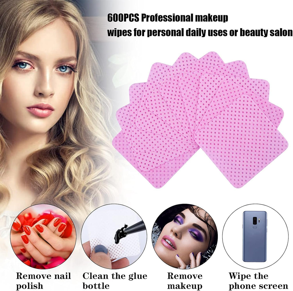 NAILWIND Lint Free Wipes, Cotton Pads for Nail Polish Removal, Eyelash Glue Cleaner, Extension Tool (Pink, 200-PCS) - Image 3