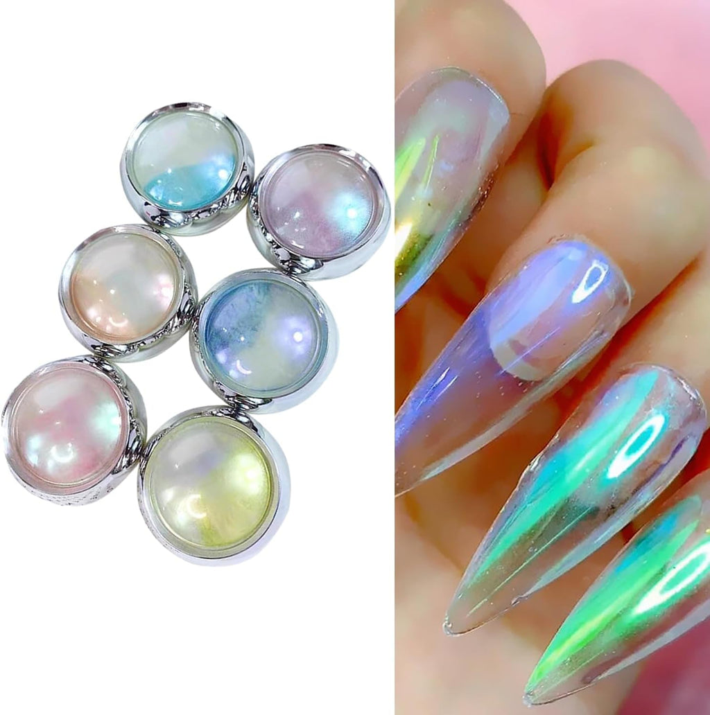 NAILWIND Chrome Nail Powder, 6 Aurora Mermaid Nail Powder Iridescent Pearl Nail Art Powder Metallic Mirror Effect Pigment Glitter Dust Kit Nail Art Supplies for Gel Polish Nail Decorations - Image 8
