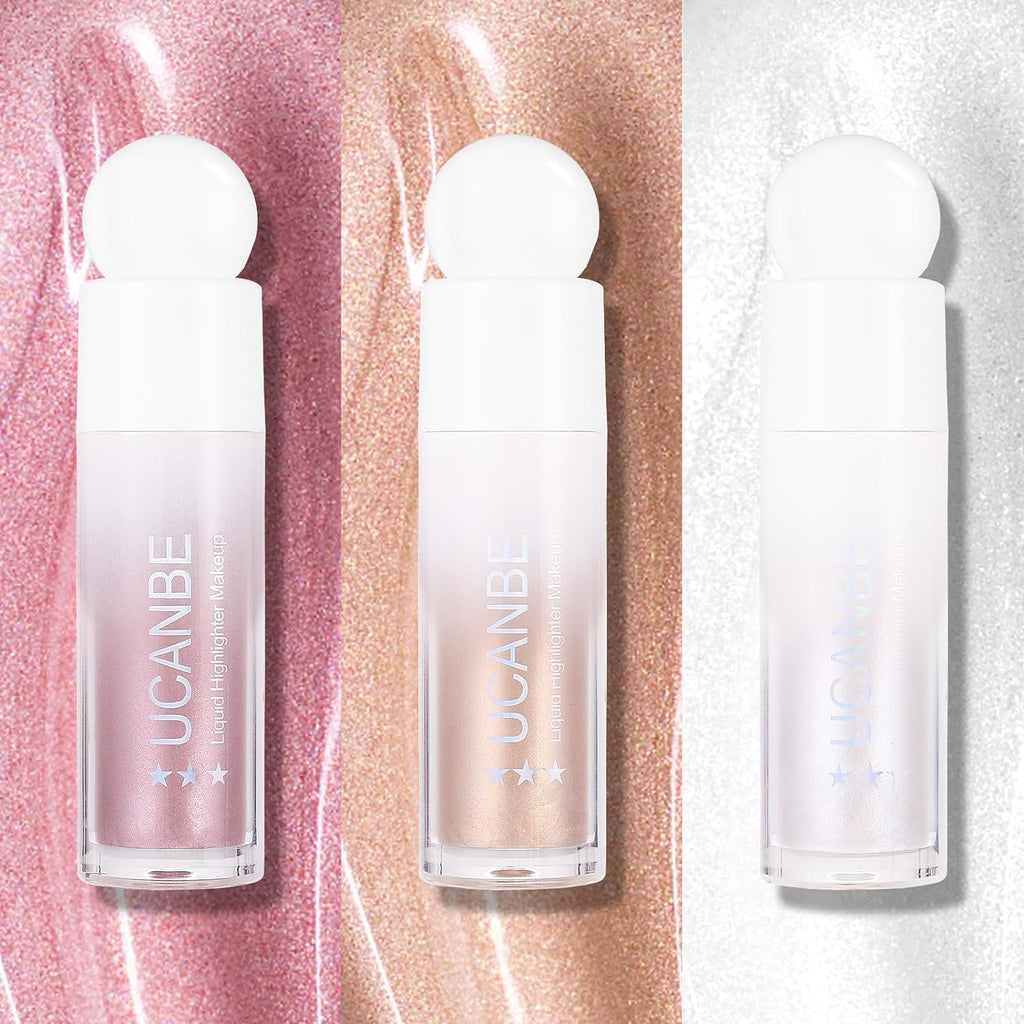 COSLUXE UCANBE 3 - Pack Liquid Face Highlighter Makeup Set - Multifunctional Luminous Glow, Natural Radiance Sparkly Glitter Body Shimmer Liquid Luminizer Sticks - Suitable for Face, Eyes, - Image 3
