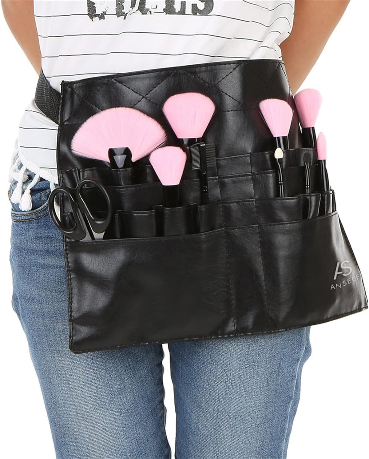 COSLUXE BEILI Makeup Brush Holder Bag, Professional Cosmetic Holder 28 Pockets Organizer with Artist Belt Strap (Brushes Not Included) - Image 8
