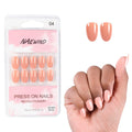 NAILWIND 24 Natural French Short False Nails Acrylic Full Cover Nails,Natural Fake Nails Delicate & Comfortable for Women and Girls (N04, 24 Count -Pack of 1)