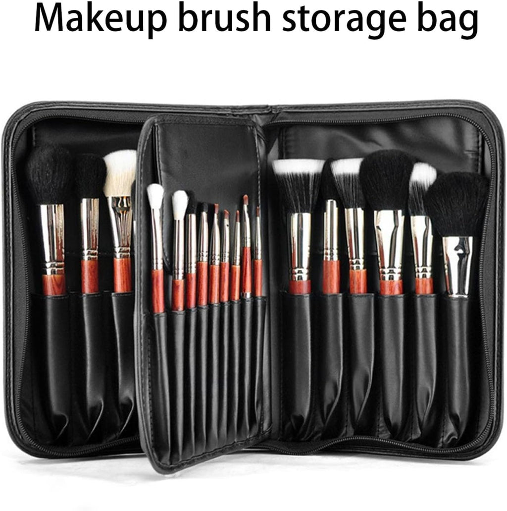 COSLUXE BEILI Makeup Brush Holder Bag, Professional Makeup Brushes Organizer Bag Makeup Artist Cosmetic Case Leather Handbag Black Travel Portable - Image 4