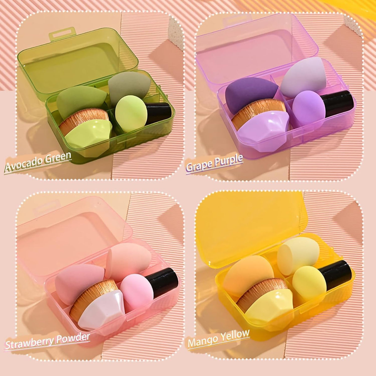 My Colors 1 Pieces Foundation Brushes,3 Pieces Set of Makeup Sponges Foundation Beauty Blender Blending Wet and Dry Make Up Applicator Cosmetic Concealer Face Brush Eyes Sticks Powder Puff With Handle Women & Girls - Image 4