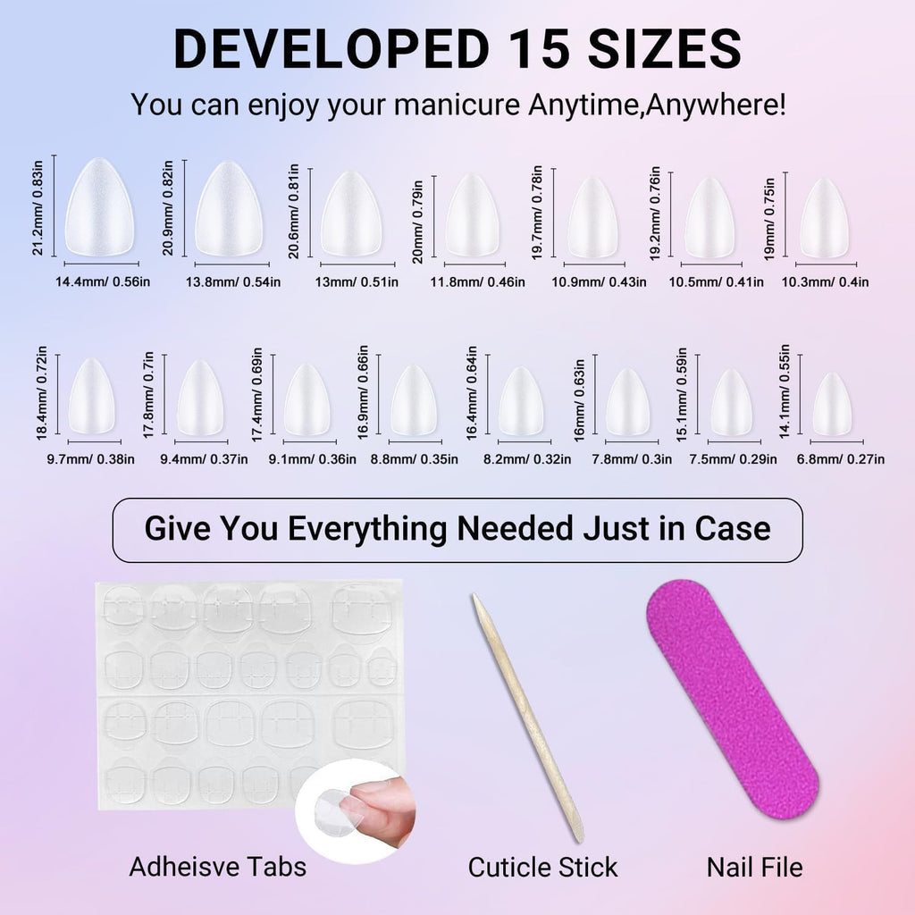 NAILWIND 30Pcs Short Almond chrome & Cat eye Nails, Press On Nails, Soft Gel Mirror Designs Glossy Nail's with Nail Glue, Reusable Glue On in 15 Sizes - 30PCS Stick On Nail Kit, Acrylic Nail for Women 05 - Nude peach, - Image 9