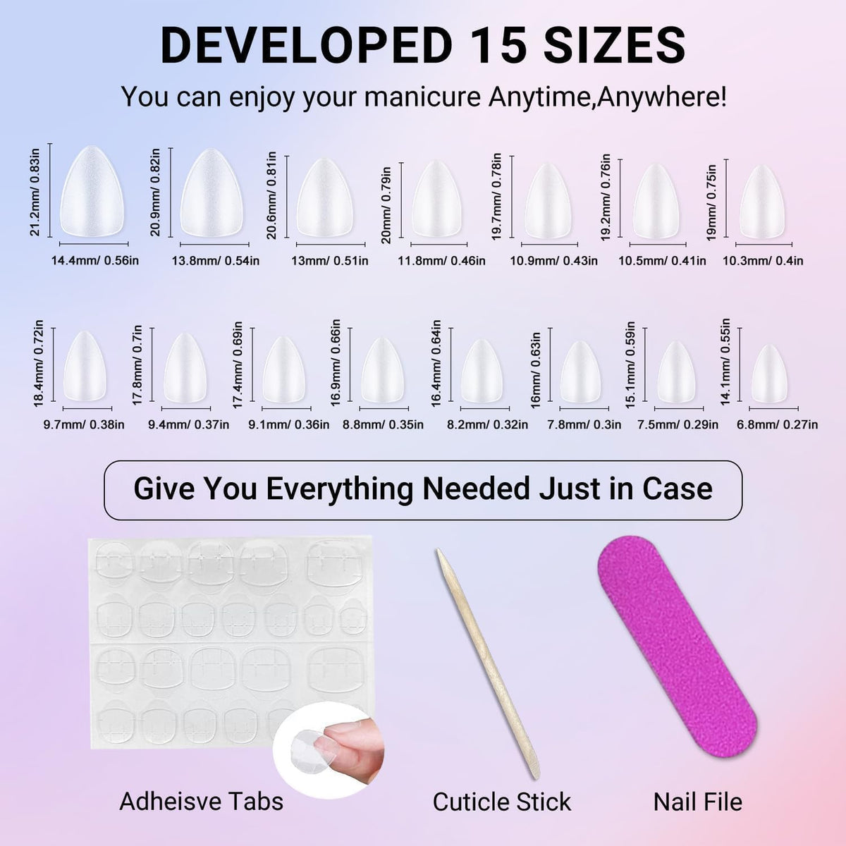 NAILWIND 30Pcs Short Almond chrome & Cat eye Nails, Press On Nails, Soft Gel Mirror Designs Glossy Nail's with Nail Glue, Reusable Glue On in 15 Sizes - 30PCS Stick On Nail Kit, Acrylic Nail for Women 07 - pearl White, - Image 9
