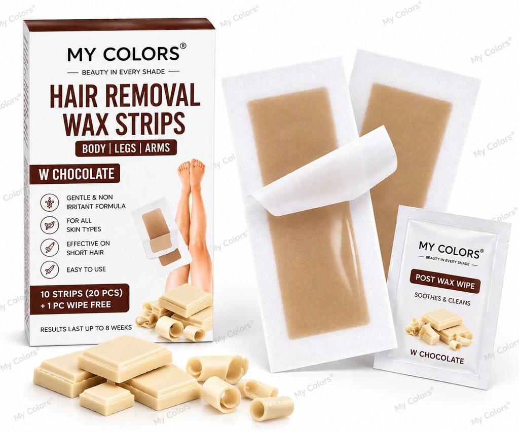 MY COLORS Hair Removal Wax Strips, Chocolate, 10 Strips (20 Pcs) - Image 9