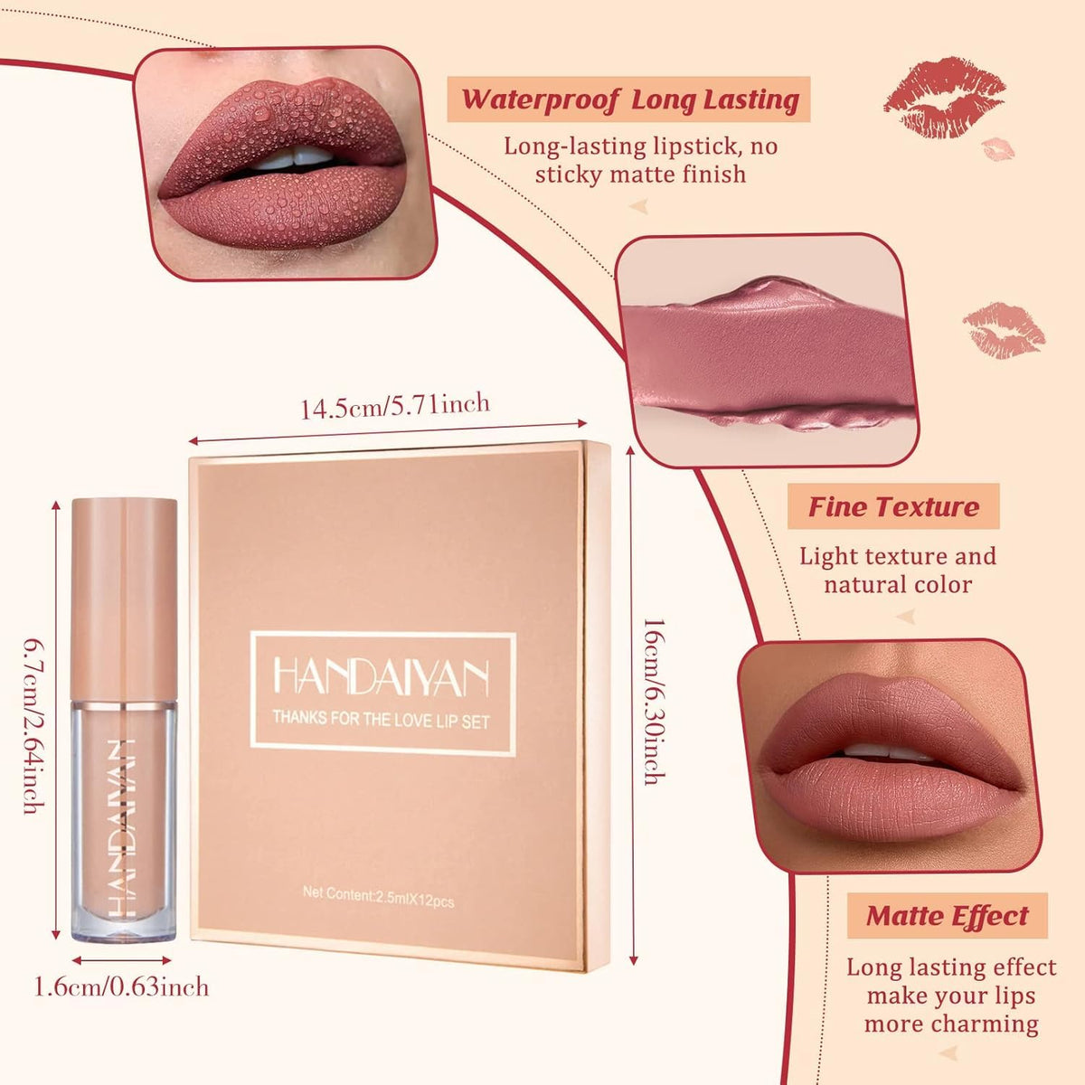 My Colors Matte Liquid Lipstick Set,12 Colors Super Stay Liquid Velvet Lipstick, Waterproof Long Lasting Lip Gloss Set, for Women Girl - Image 9