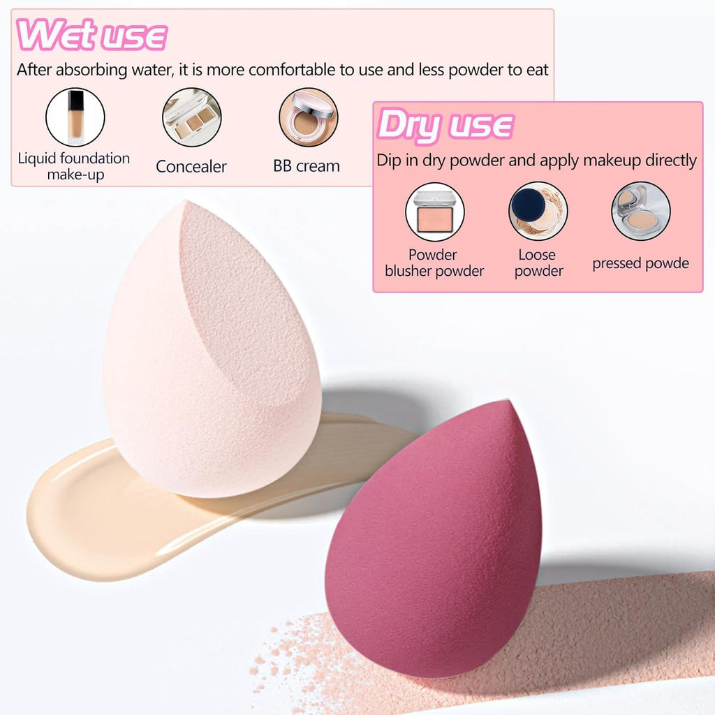 COSLUXE Makeup Sponge Set Beauty Blender with Egg Case, Soft Sponge For Liquid Foundation, Creams, and Powders?Latex Free Wet and Dry Makeup Purple Series, 8 Pcs - Image 5