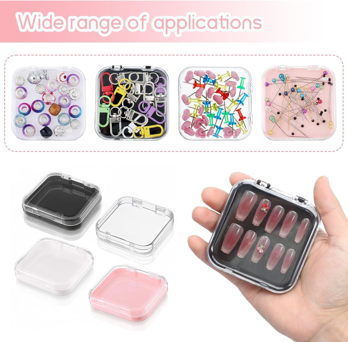 NAILWIND Press on Nail Storage Box, 12 Pcs with 1 Double Sided Tape, Transparent Acrylic Nail Display Organizer Case for Nail Salon - ( with out nails ) - Image 8