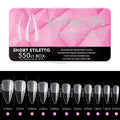 NAILWIND gel Nail Tips, Short stiletto soft Gel Full Cover Nails, Clear Acrylic Tips Artificial False Nails with Box Fake Nail Extension for Nail Salons DIY, 550 pcs