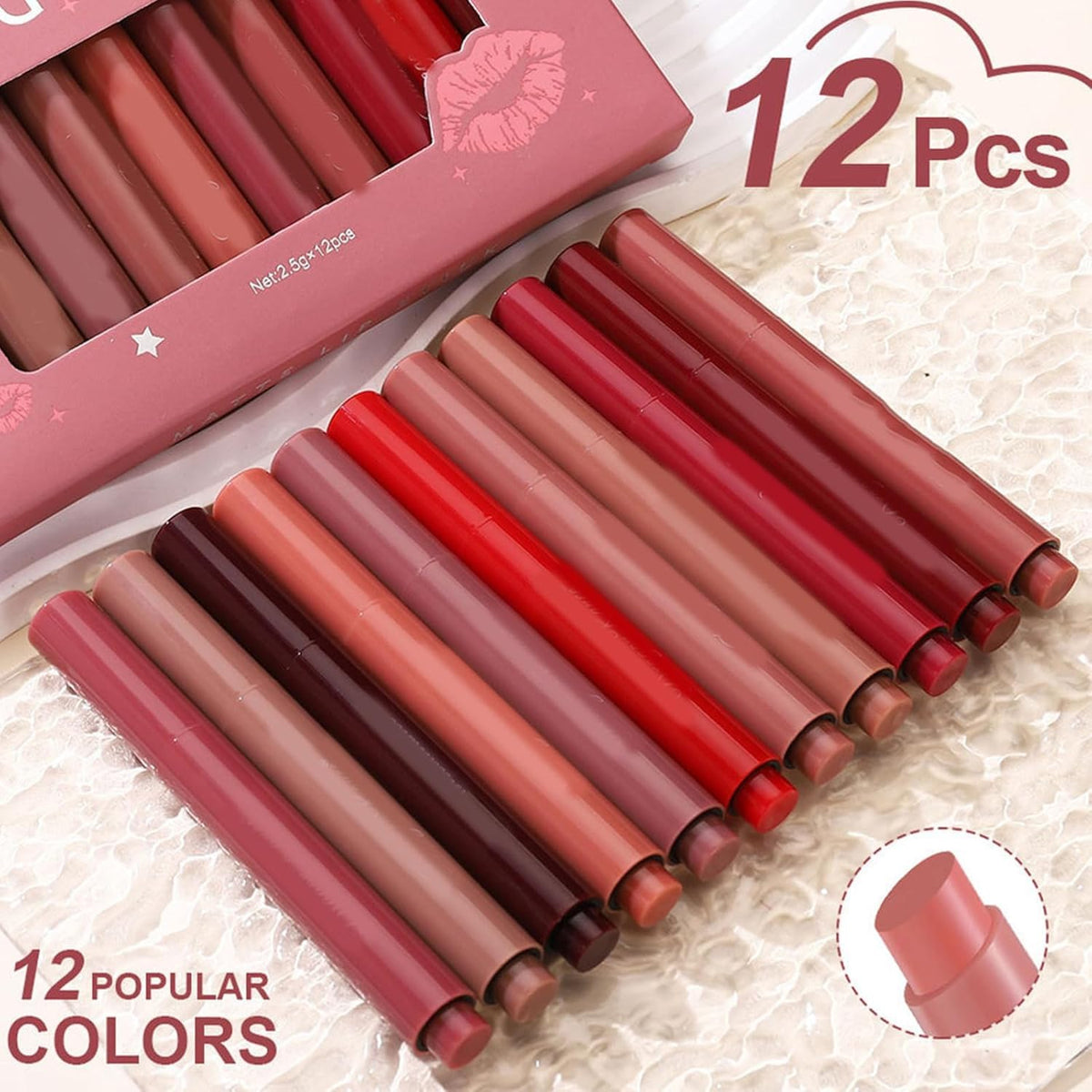 My Colors Matte Lipstick Set - Pack of 12 for Women and Girls, Vivid shades, velvety finish, Lipsticks and long-lasting charm in every swipe. Highly Pigmented Moisturizing Waterproof - Image 5