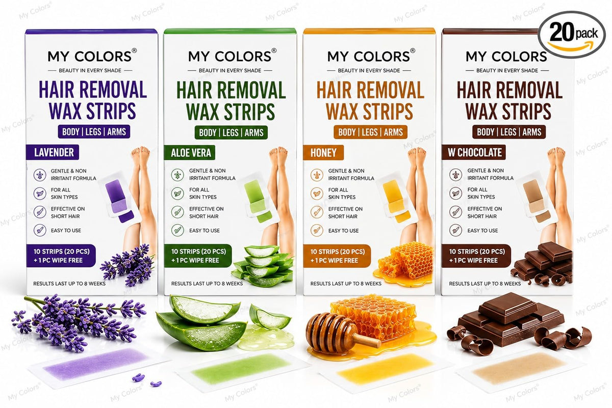 MY COLORS Hair Removal Wax Strips, Lavender, 10 Strips (20 Pcs) - Image 2