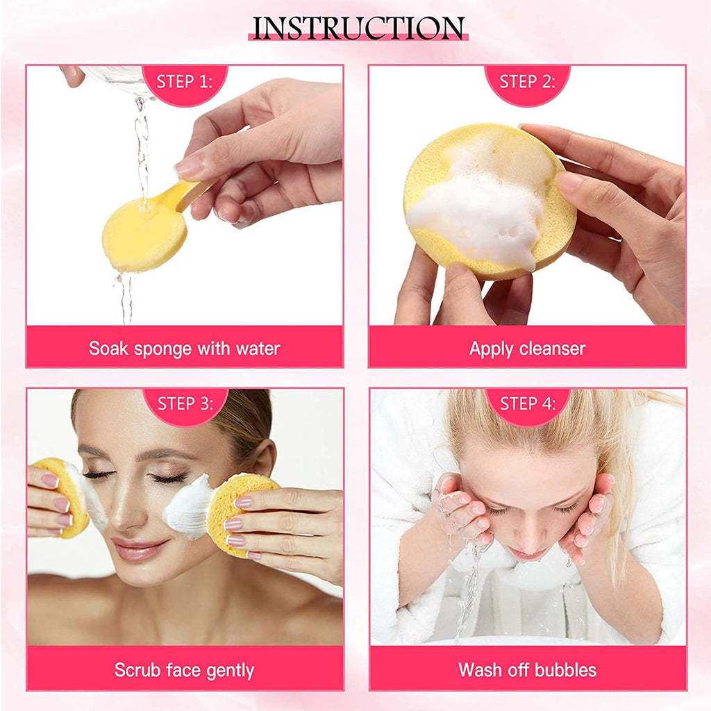 Cosluxe 24 pcs Compressed Facial Sponge Face Cleansing Sponge Makeup Removal Sponge Pad Exfoliating Wash Round Face Sponge Multicolor for Women Girls - Image 6