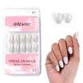NAILWIND 24 Natural French Short False Nails Acrylic Full Cover Nails,Natural Fake Nails Delicate & Comfortable for Women and Girls (N21, 24 Count -Pack of 1)
