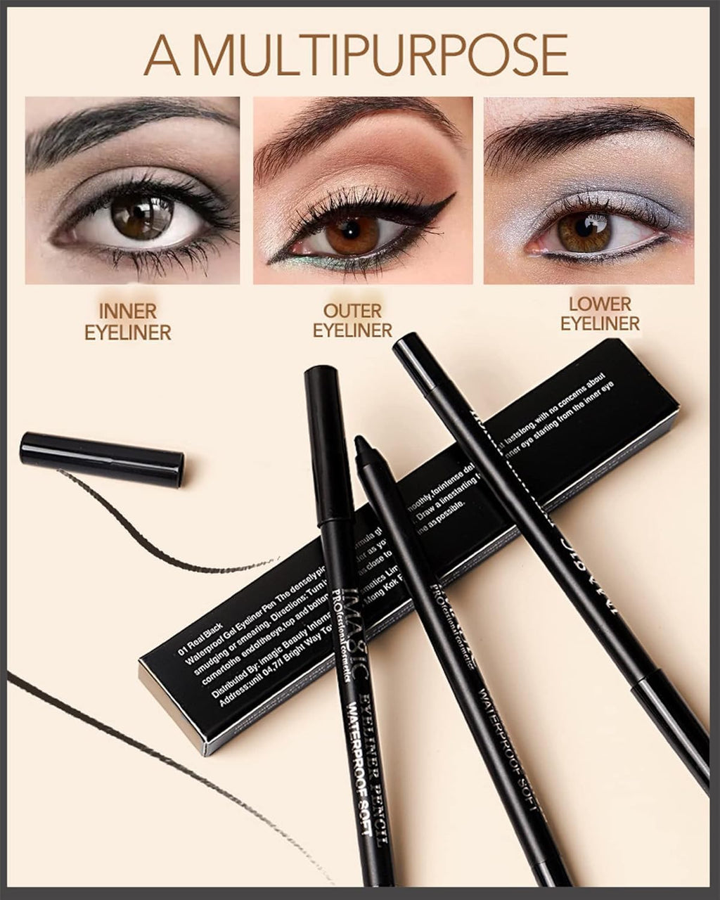 COSLUXE IMAGIC Waterproof Gel Eyeliner Pen – Smudge-Proof Black Kajal for Women, Long-Lasting Eye Makeup 1Pcs - Image 9