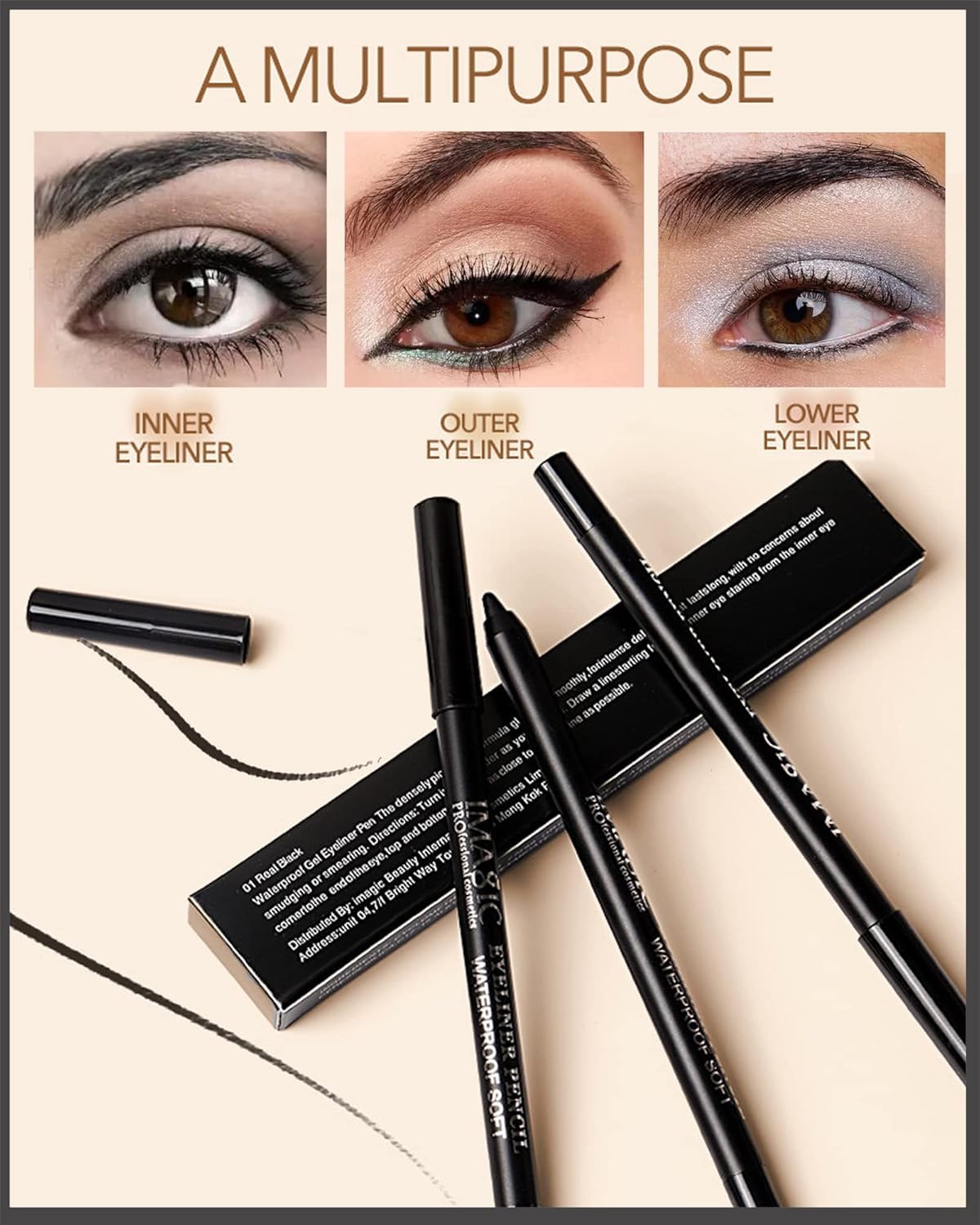 COSLUXE IMAGIC Waterproof Gel Eyeliner Pen – Smudge-Proof Black Kajal for Women, Long-Lasting Eye Makeup 1Pcs - Image 9
