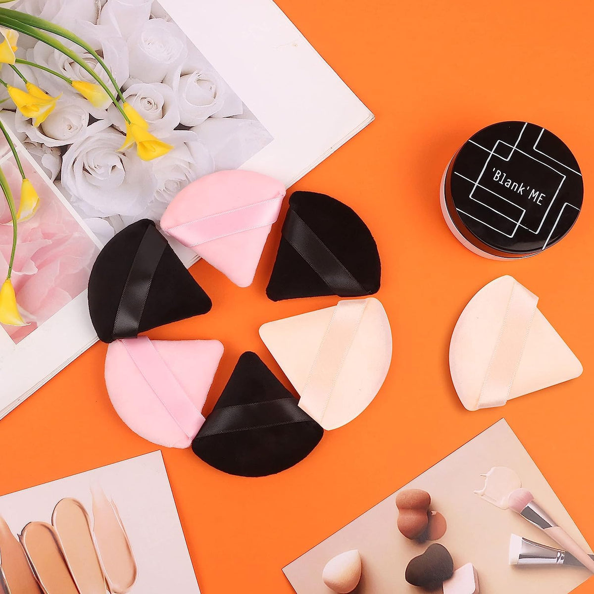COSLUXE 15pcs Triangle Powder Puff for Women Makeup Sponge Multicolored Face Dry Wet Puff for Loose Body Powder, Cotton Cosmetic Sponge for Contouring, Under Eyes and Corners - Image 4