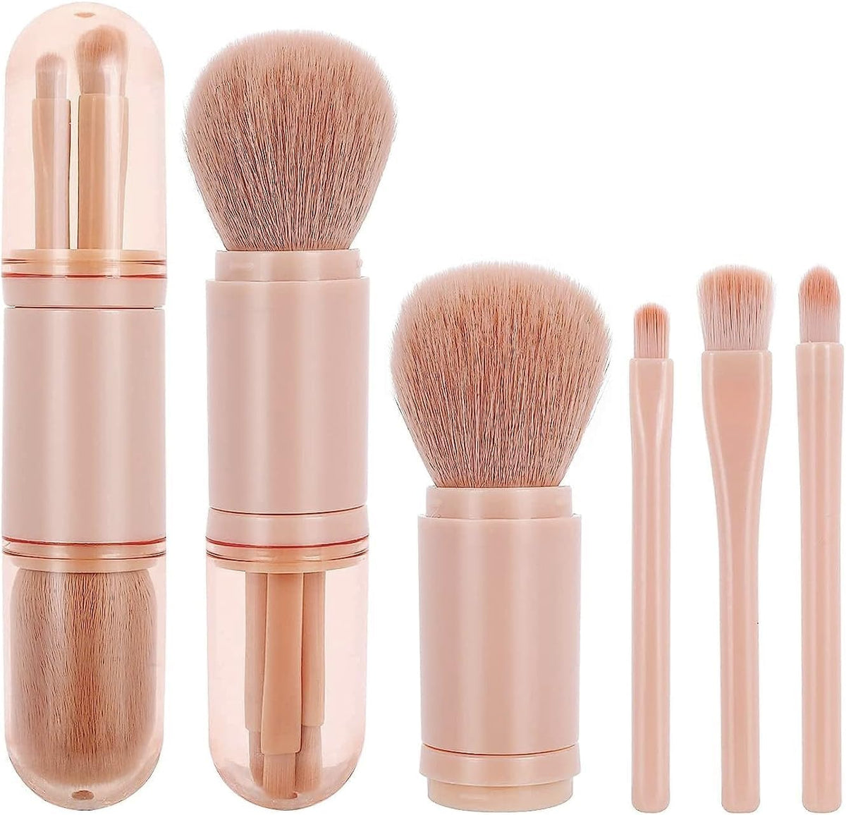 COSLUXE 4 in 1 Travel Makeup Brushes Set, Portable Retractable Professional Foundation Blush, Small Powder, Eye Shadow, Concealer,Make Up Brush Set