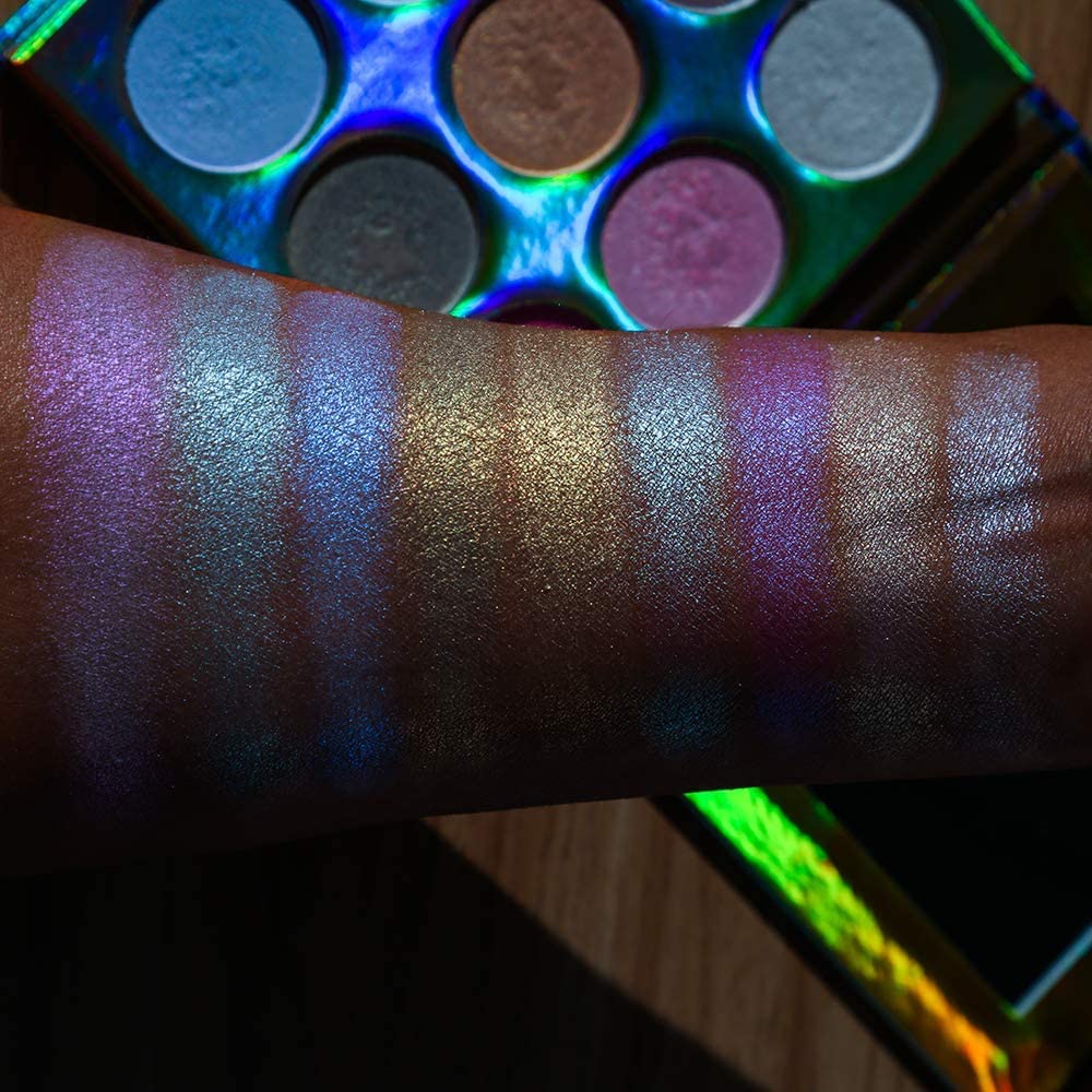 COSLUXE UCAN BE KALEiDOSCOPE Highlighter Powder Makeup Palette, High Pigment Holographic Duo-chrome Shimmer Highlighting Bronzer Glow Easy to Apply Pallets Set - Image 5