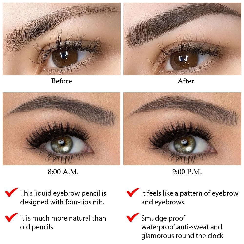 MY COLORS Eyebrow Pen, Liquid Eyebrow Pen, Waterproof Brow Pencil with Eyebrow Tattoo Pen, Smudgeproof Long Lasting Fine Sketch Microblading Pen, 02- BROWN - Image 7