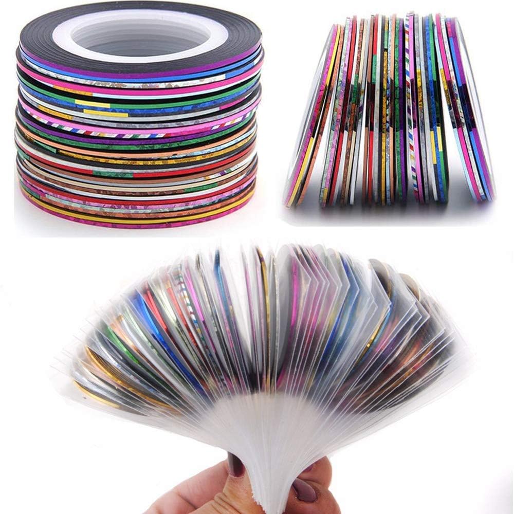 NAILWIND Nail Art Tip Sticker and Tape Line, Foil Striping Tape for Decoration (10 PCS, Gold - Silver) - Image 7