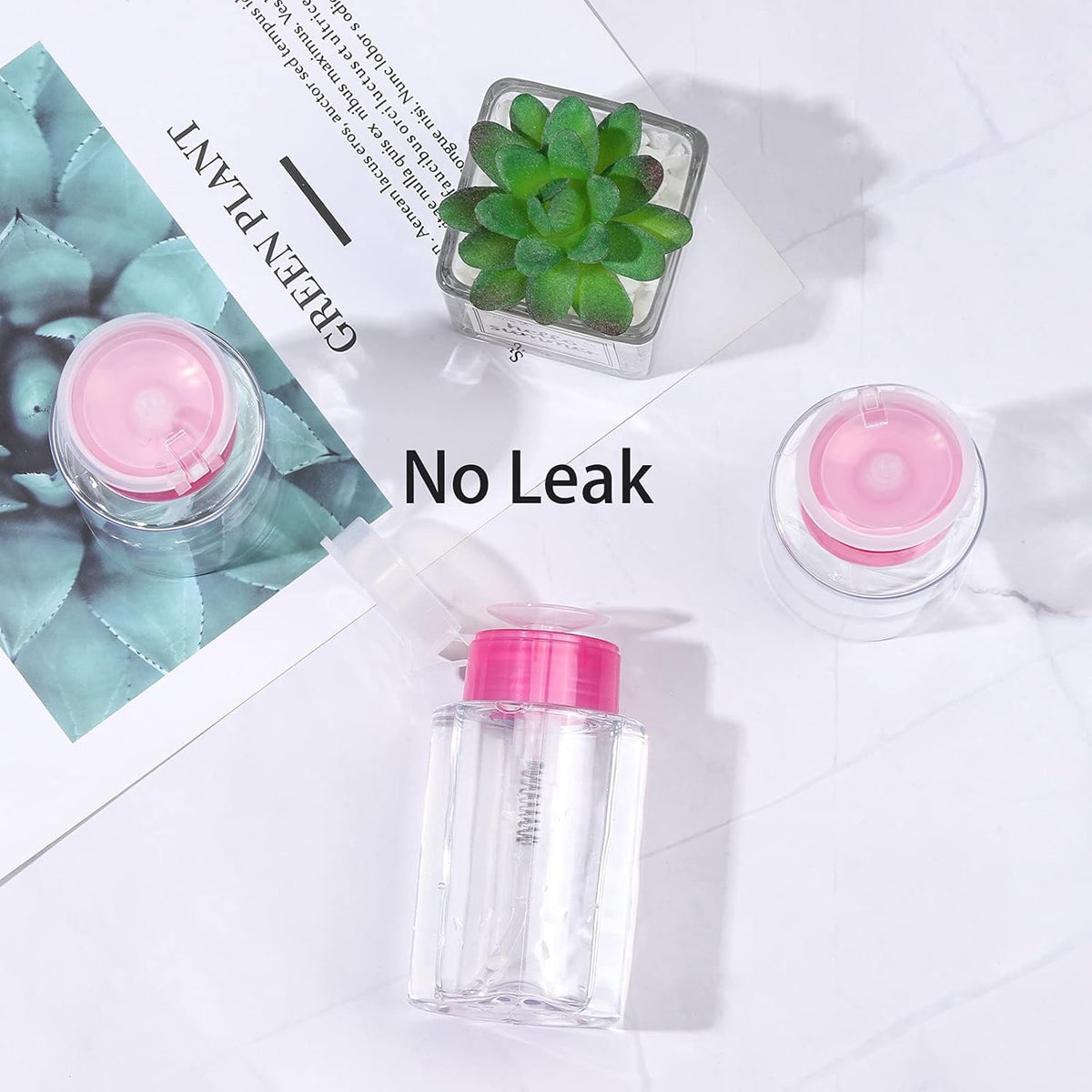 NAILWIND Nail Polish Remover Pump Empty Dispenser Bottle for Alcohol, Nail Polish and Makeup Remover, 150ml(5.10z), Hotpink Top Cap (PACK OF 2) - Image 7