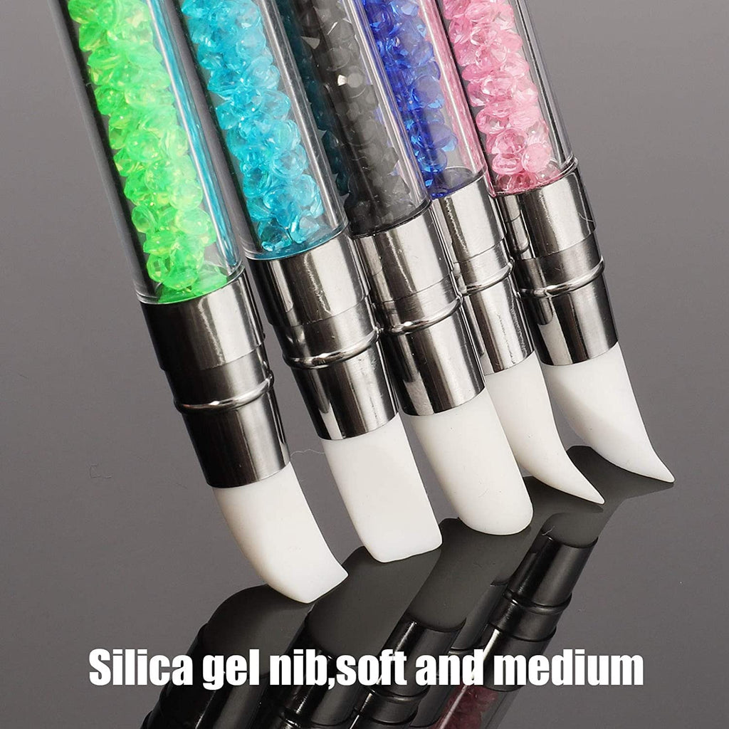 NAILWIND 5 Pcs Dual Nail Tools Nail Art Sculpture Pen,Silicone Head Acrylic Handle Nail Art Brushes,Nail Art Tools for Home Salon - Image 4