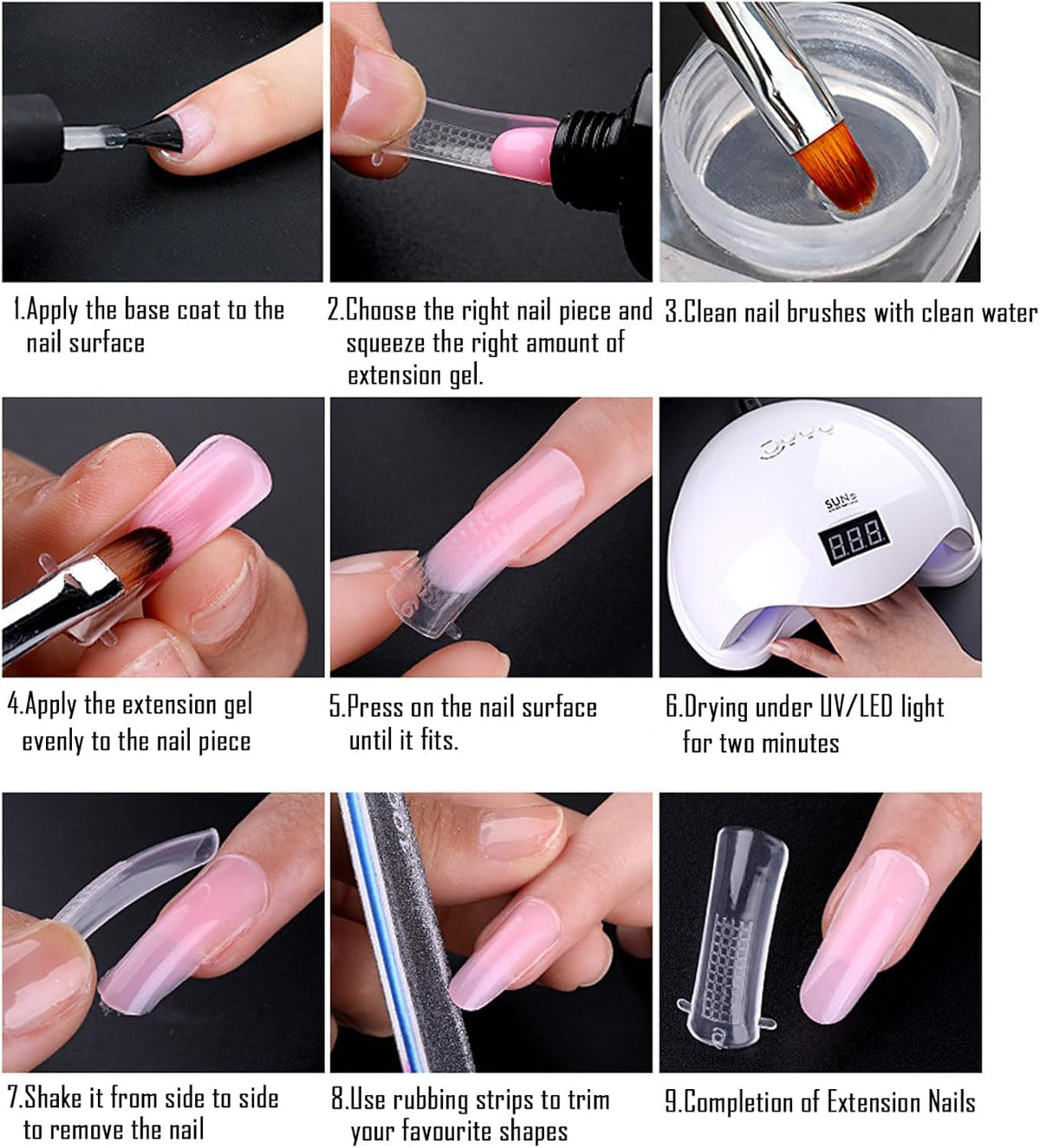 NAILWIND 100Pcs Poly Gel False Nail Tips, Nail Extension Form for Poly Nail Gel Nail Extension, Full Cover Uv Acrylic Nail Art Mold Fake Nails Extension Transparent Pack Of 1 - Image 7