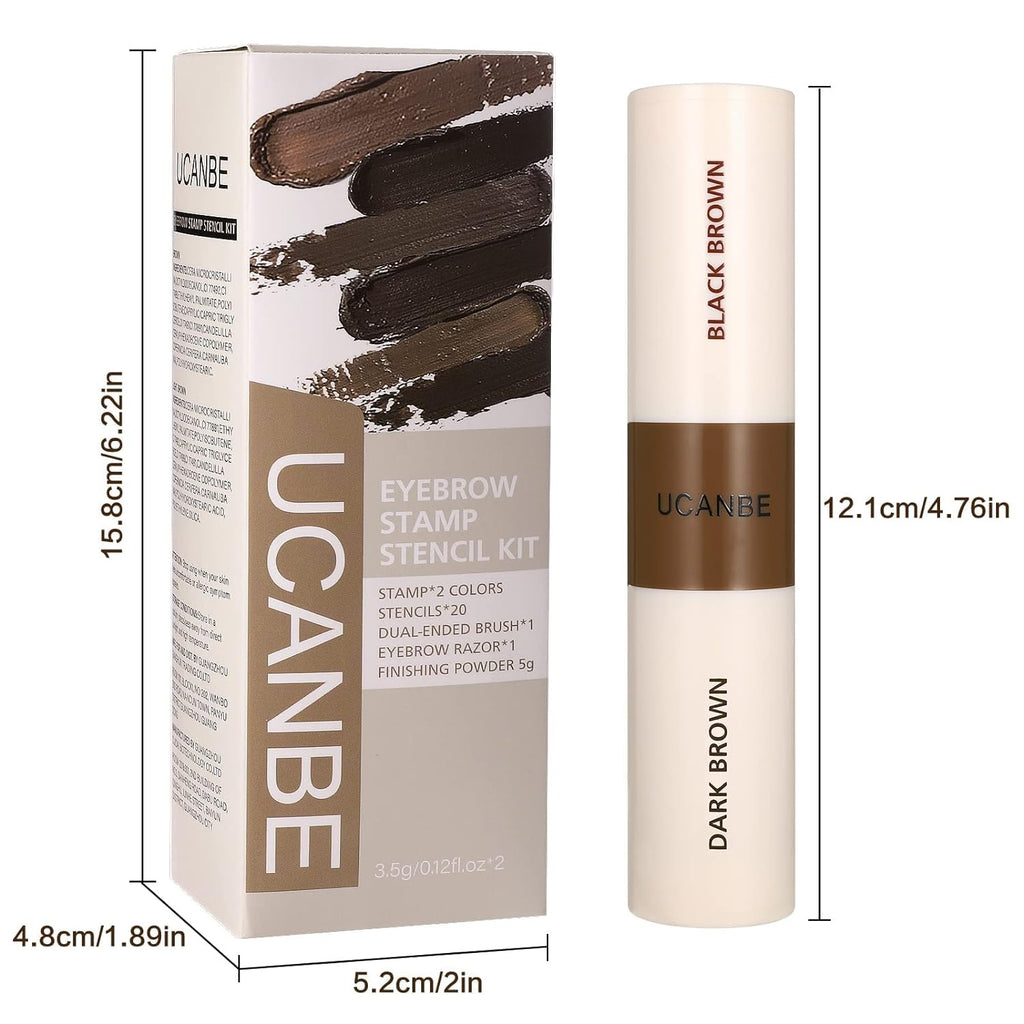 COSLUXE UCANBE 25 Eyebrow Stamp Stencil Kit With Dual-Color Eyebrow Stamp Pomade, Reusable Eyebrow Stencils,Finising Powder,Brush,Eyebrow Razor,Zipper Pouch,Waterproof Eye Brow (01-Blonde+Light Brown) - Image 8