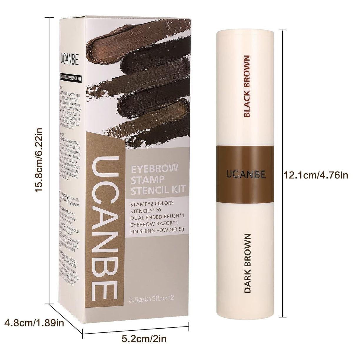 COSLUXE UCANBE 25 Eyebrow Stamp Stencil Kit With Dual-Color Eyebrow Stamp Pomade, Reusable Eyebrow Stencils,Finising Powder,Brush,Eyebrow Razor,Zipper Pouch,Waterproof Eye Brow (01-Blonde+Light Brown) - Image 8