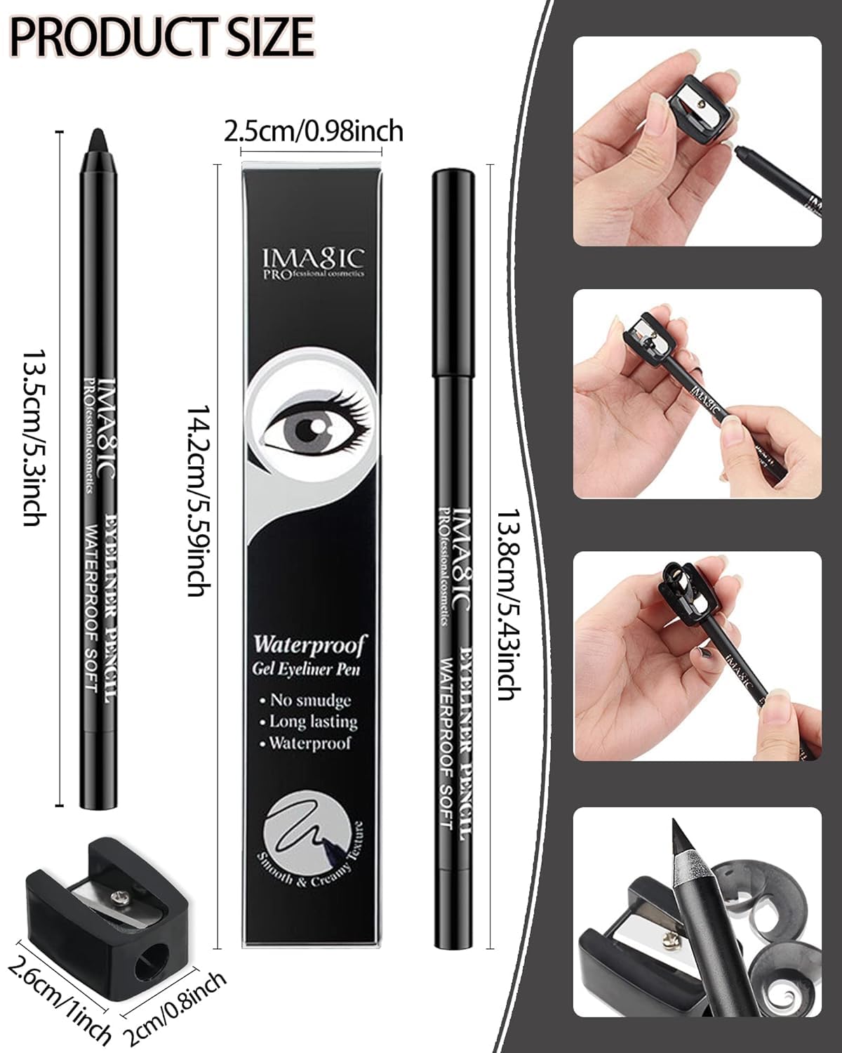 COSLUXE IMAGIC Waterproof Gel Eyeliner Pen – Smudge-Proof Black Kajal for Women, Long-Lasting Eye Makeup 1Pcs - Image 6