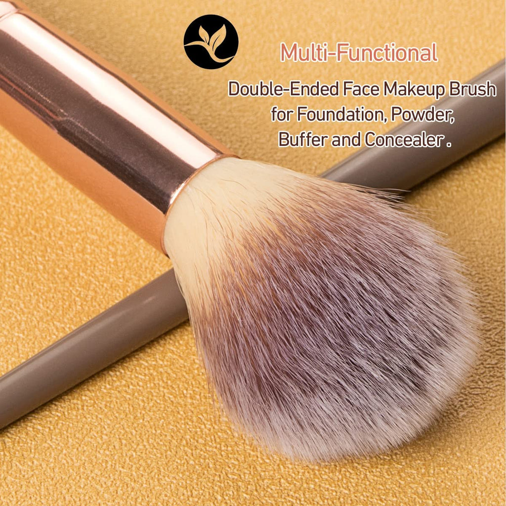 COSLUXE Foundation Makeup Brush, Double Ended Makeup Brushes for Blending Liquid Powder, Concealer Cream Cosmetics, Blush brush B02-Brown, 1 - Pcs - Image 5